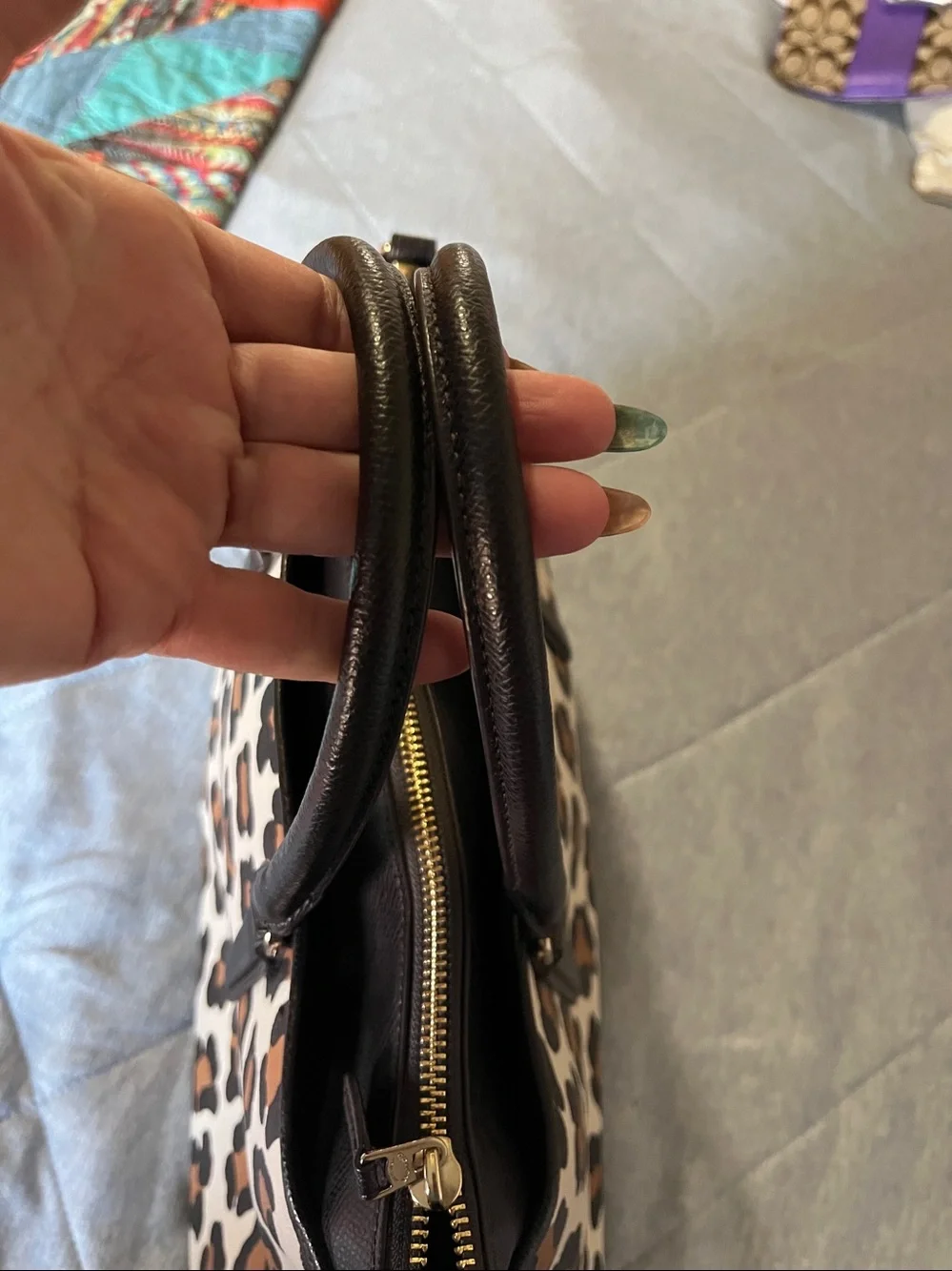 COACH MorganLeopard-Print Satchel in Brown, Black & Cream